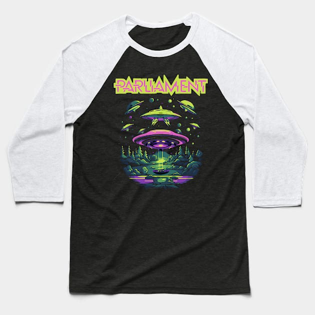 Parliament Funkadelic Retro Mothership UFO Rock Funk Throwback Baseball T-Shirt by John white